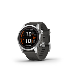 Load image into Gallery viewer, Garmin | FENIX 7S PRO SOLAR, EZÜST, GRAFITSZÜRKE SZILIKON SZÍJJAL