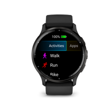 Load image into Gallery viewer, Garmin | VENU 3 FEKETE, FEKETE KERETTEL, BŐR ÉS SZILIKON SZÍJJAL