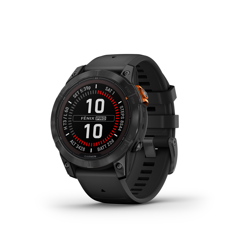 Garmin | FENIX 7 PRO SOLAR, SZÜRKE, FEKETE SZILIKON SZÍJJAL (ED)